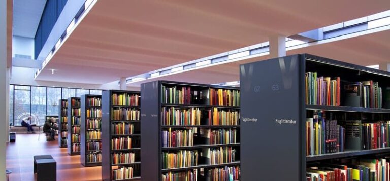 Book Shelves In A Library